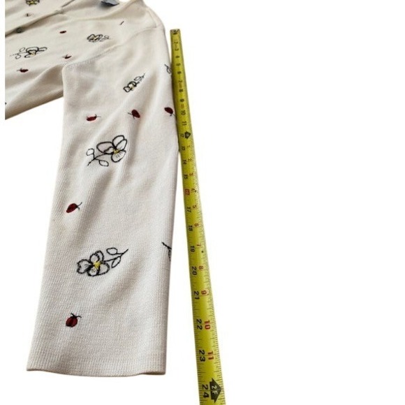 Cascade Blues Sweater Cardigan XL Ladybug Floral Embroidered Gingham Buttons - Picture 10 of 11